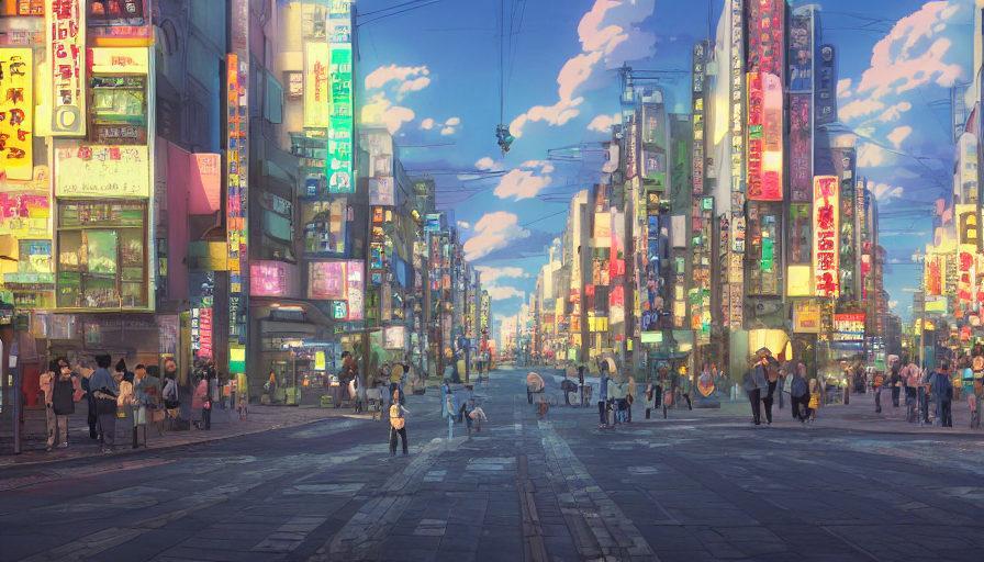 AI绘画关键词分享，东京题材概念艺术怎么做？
