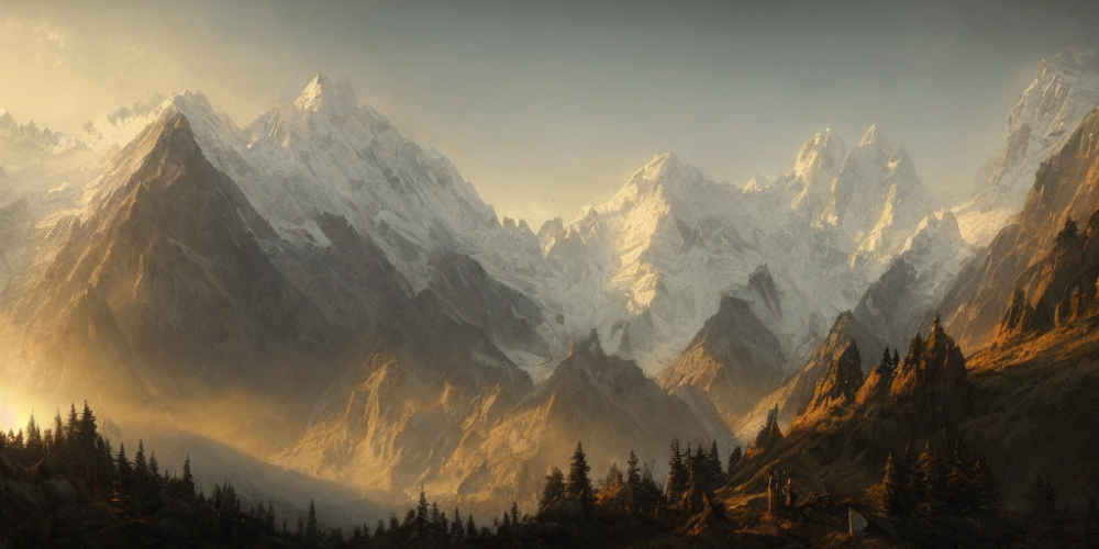 AI生成关键词，概念美术工具，阿尔卑斯山的美图怎么做？