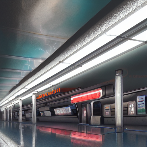 AI绘画关键词分享，地铁站题材概念艺术怎么做？