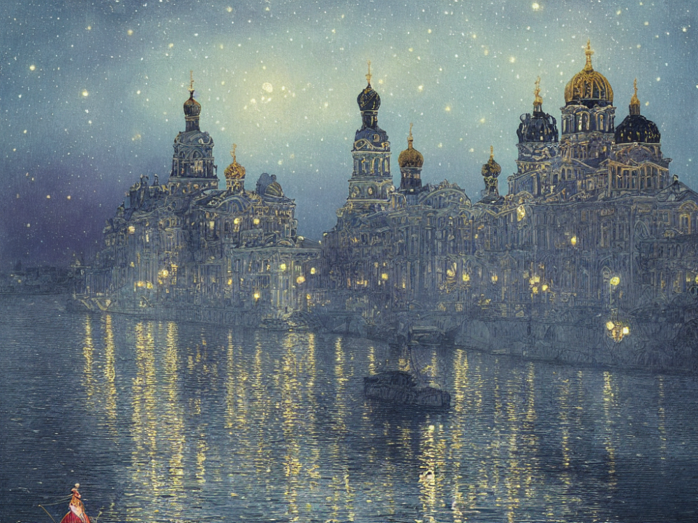 AI生成关键词，概念美术工具，圣彼得堡的美图怎么做？