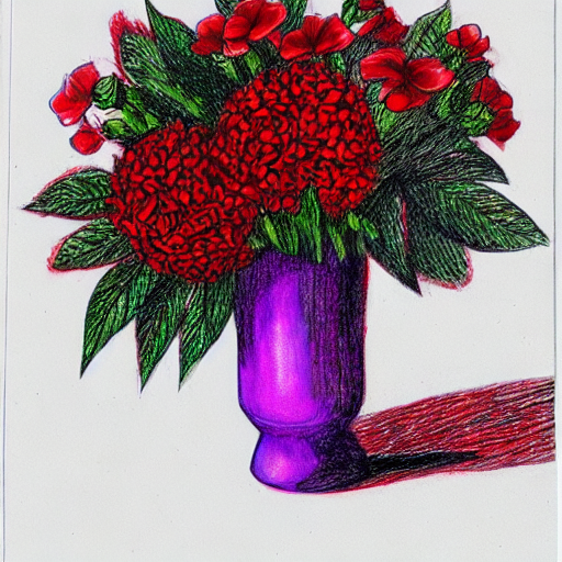 红色圆珠笔绘图 - Red Ballpoint Pen Drawing - AI 绘画艺术风格关键词